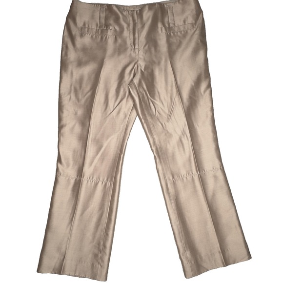 Tory Burch Pants Womens Sz 14 Blush Champagne 100% Silk Straight Leg Dress Lined - Picture 1 of 8